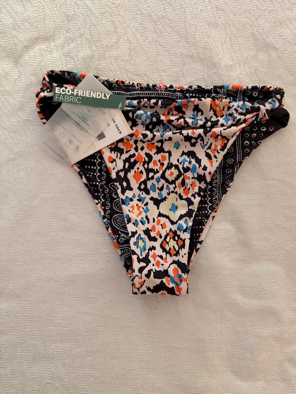 Maaji Black Bandana Print Reversible Bikini Bottom with Colorful Speckles